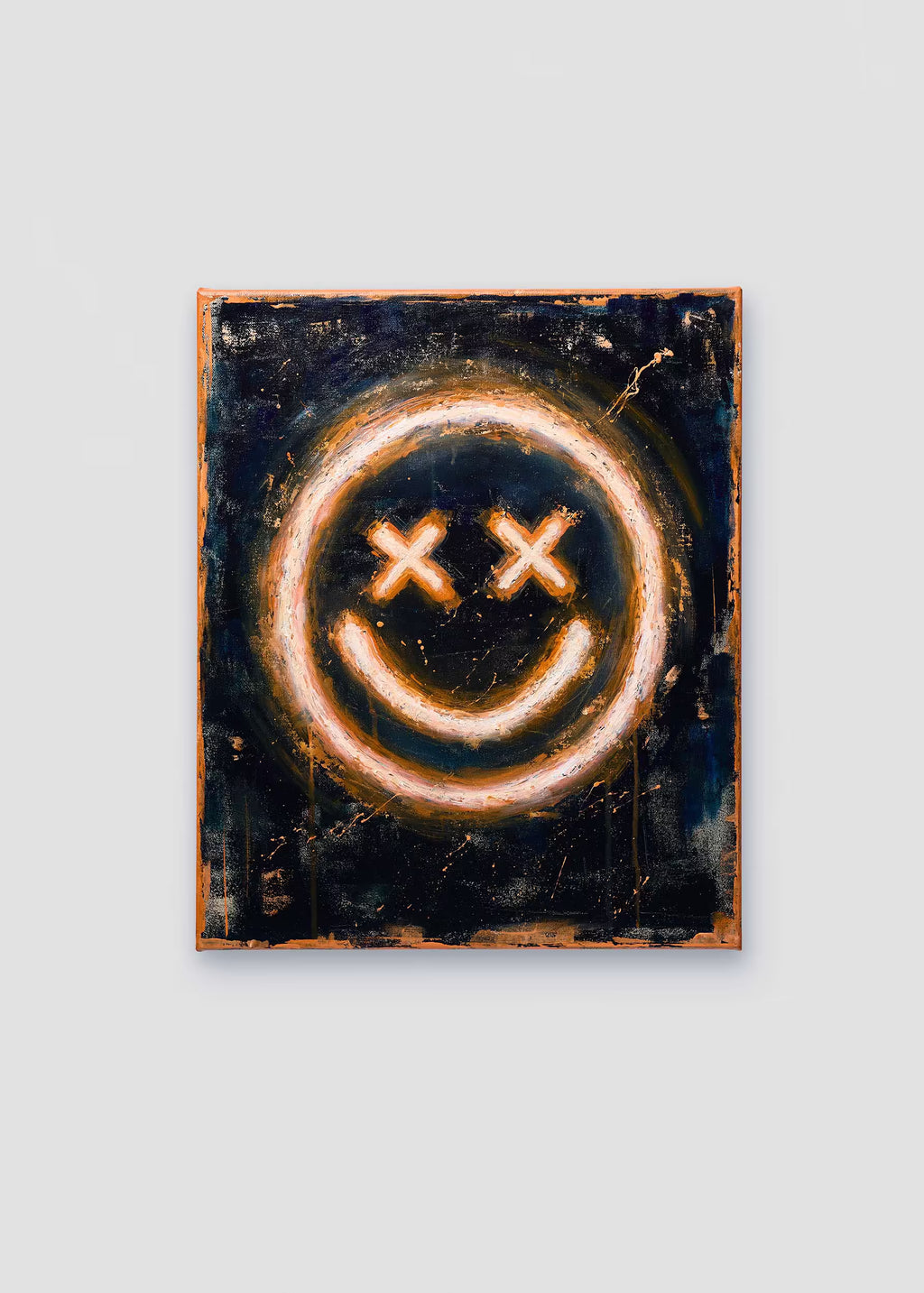 Pintura original Smiley Crystal Peppers — vista frontal, acrílico y óleo sobre lienzo 40×50cm