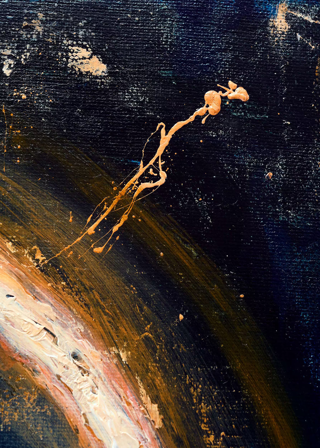Detalle del canto del lienzo con marco de madera — pintura Smiley Crystal Peppers 40×50cm